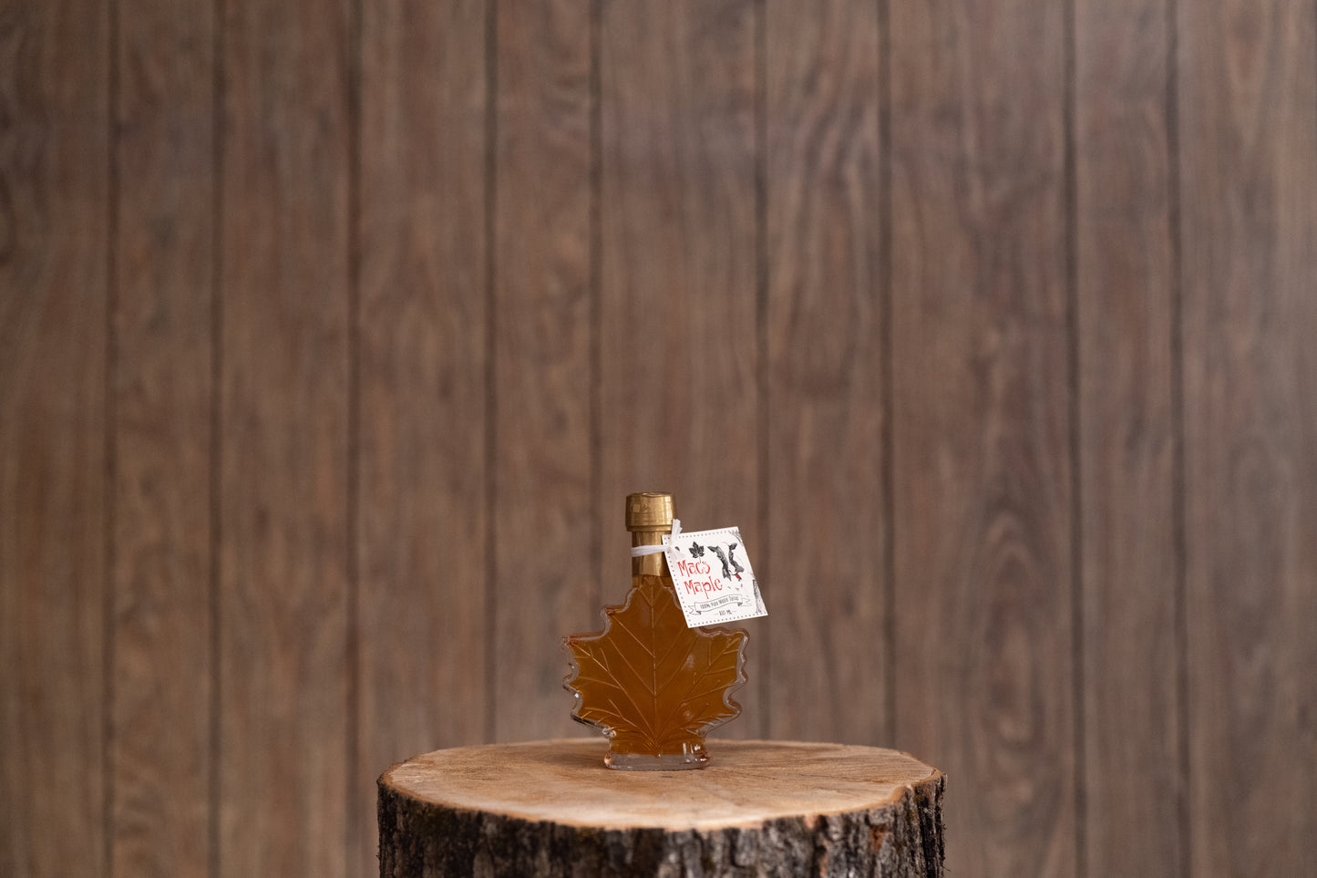 Glass Maple Leaf Maple Syrup