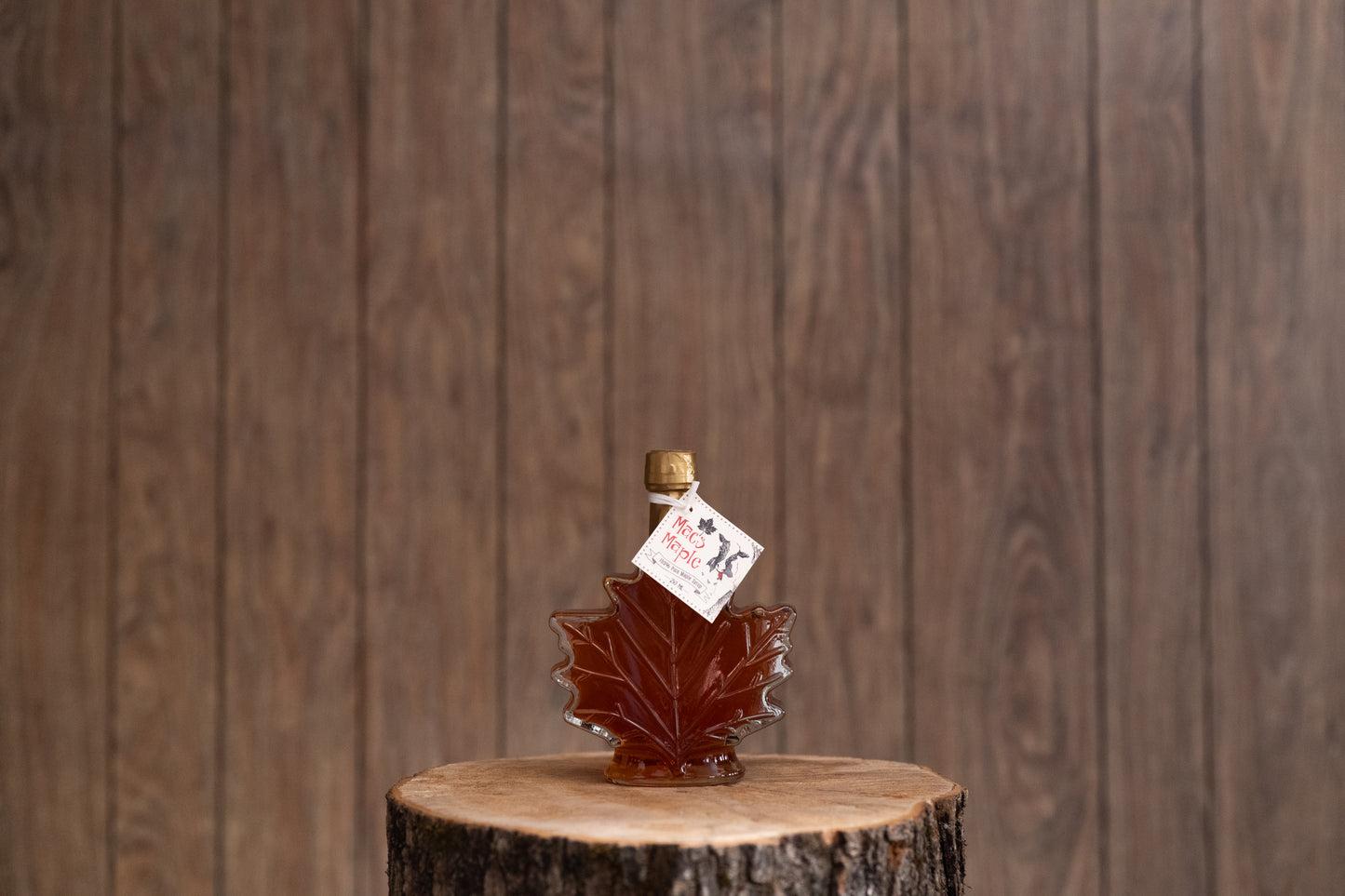 Glass Maple Leaf Maple Syrup