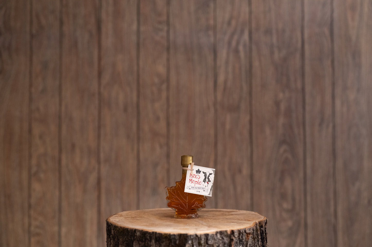 Glass Maple Leaf Maple Syrup