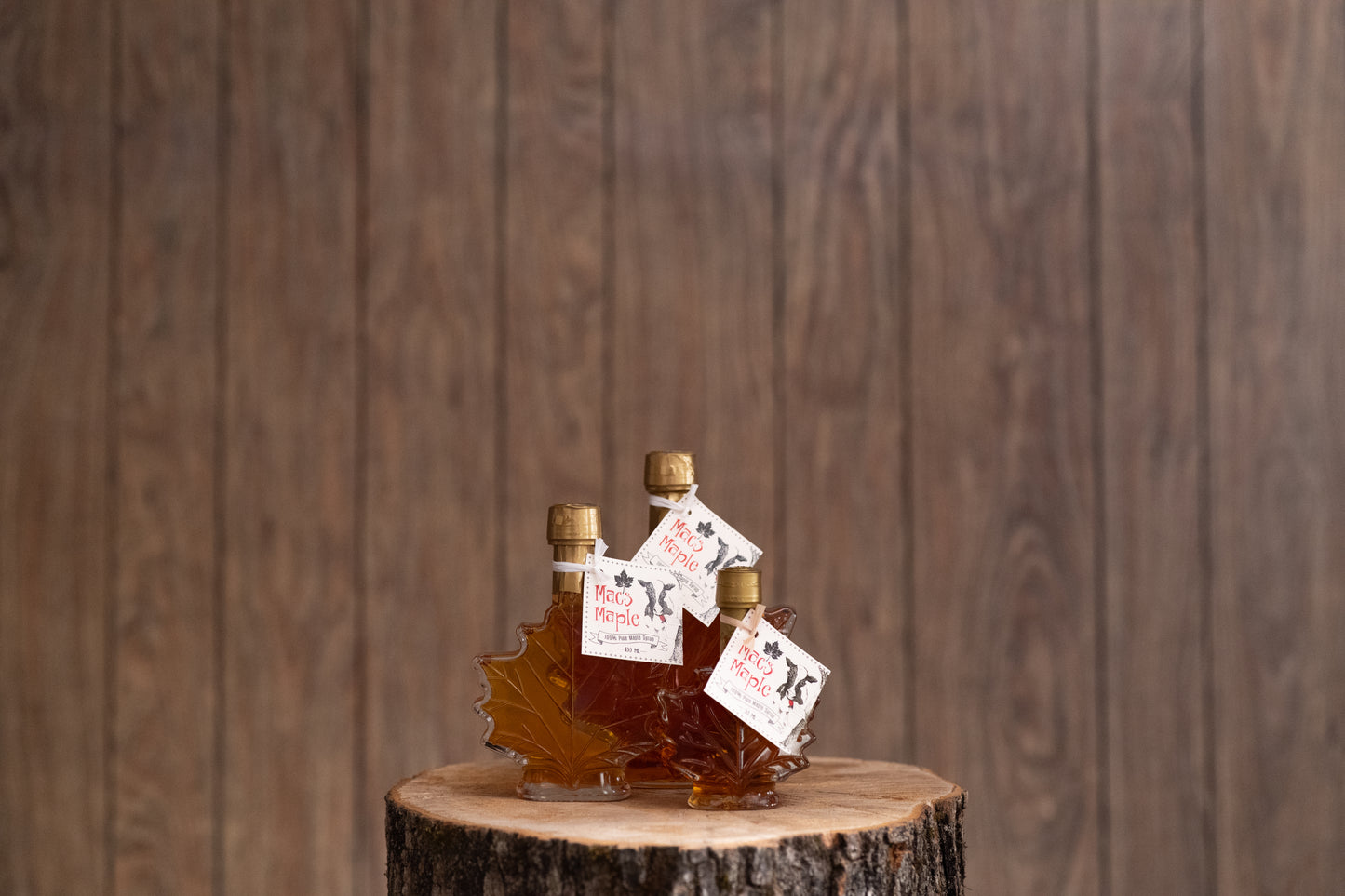 Glass Maple Leaf Maple Syrup