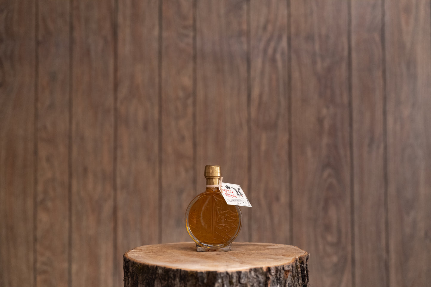 Modern Round Leaf Glass Bottle Maple Syrup